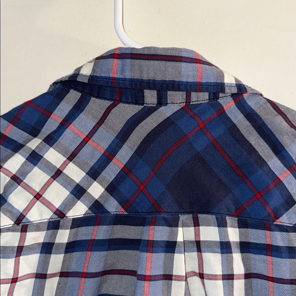 American Eagle Outfitters Navy and Red Plaid Shirt - Picture 4 of 5